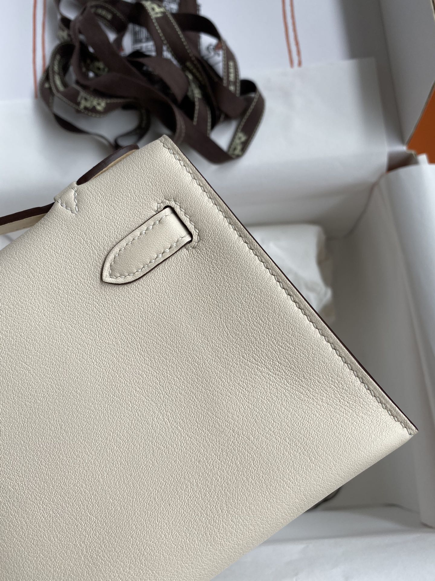 Hermes Mini Kelly Pochette 22cm Bag In White Swift Leather